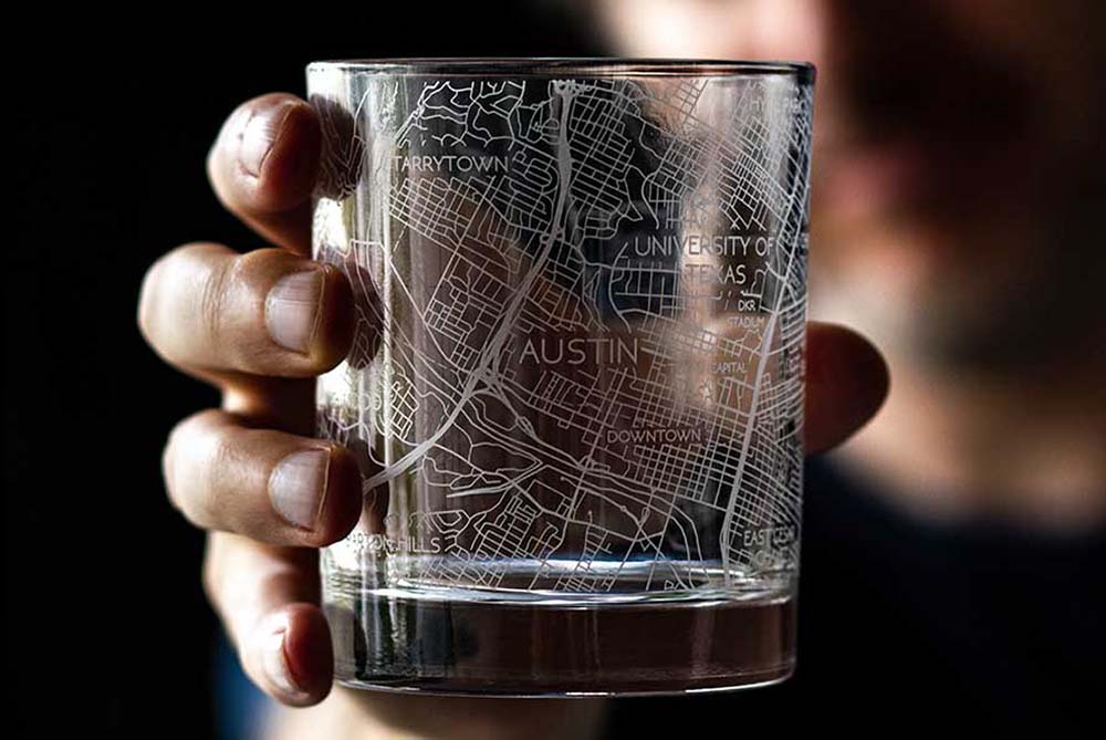 Austin City Map Glass (Set of 2)