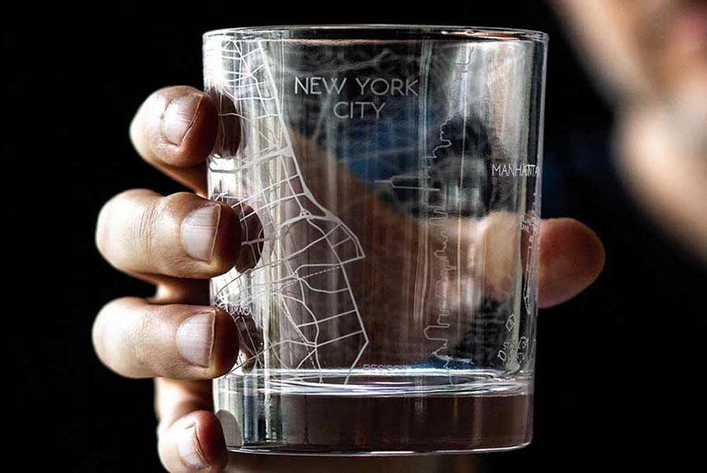 New York City Map Glass (Set of 2)