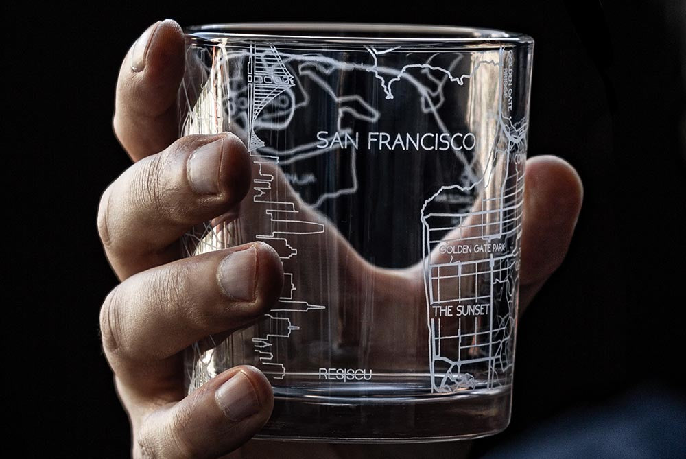 San Francisco City Map Glass (Set of 2)