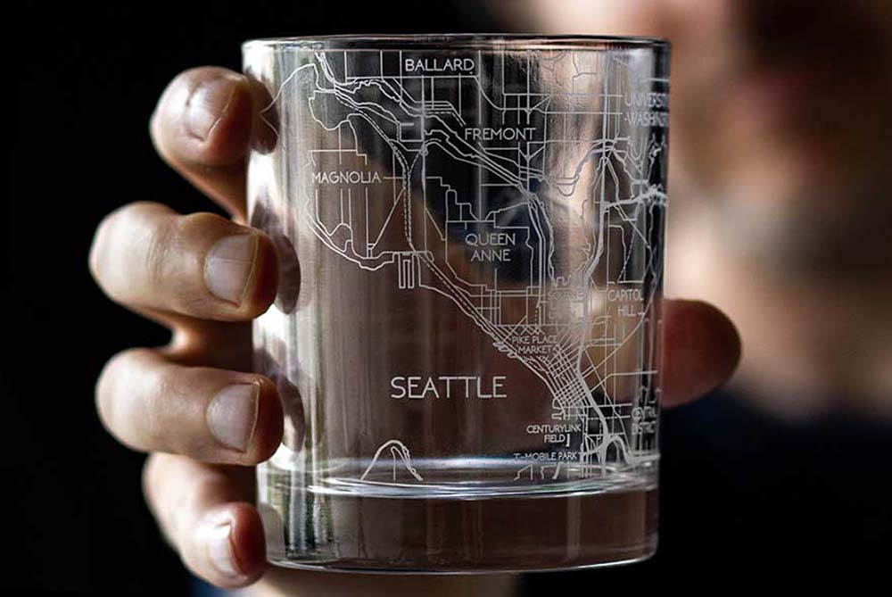 Seattle City Map Glass (Set of 2)