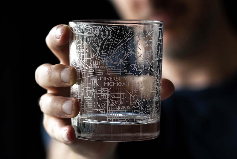 Ann Arbor City Map Glass (Set of 2)