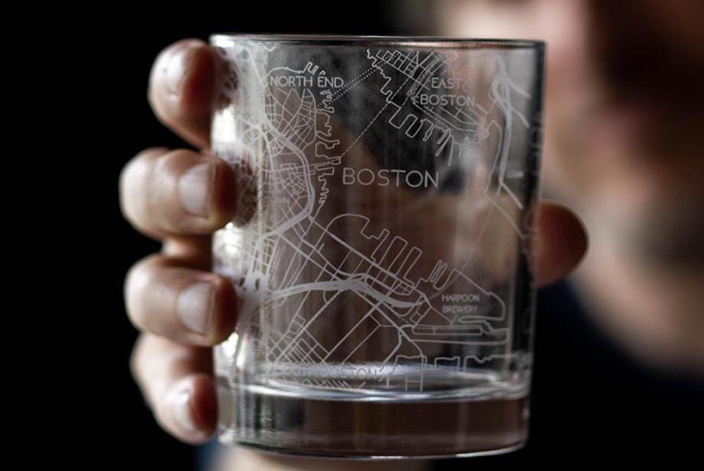 Boston City Map Glass (Set of 2)