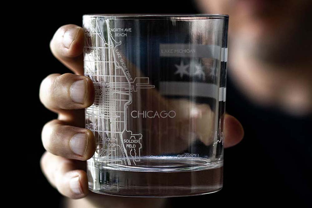 Chicago City Map Glass (Set of 2)