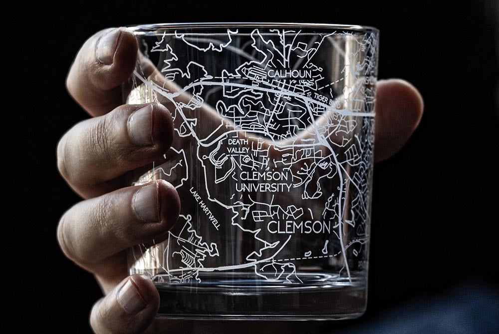Clemson City Map Glass (Set of 2)