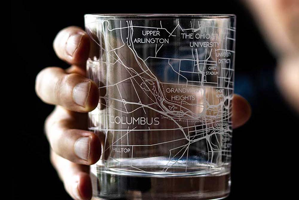 Columbus City Map Glass (Set of 2)