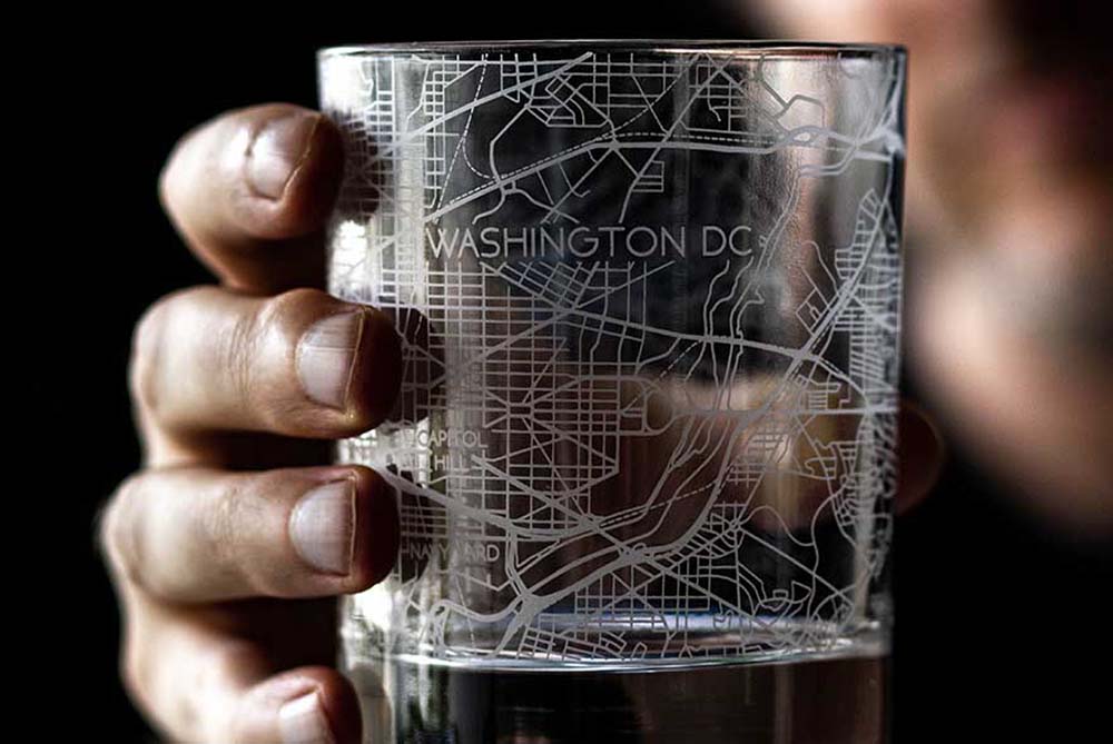 Washington DC City Map Glass (Set of 2)