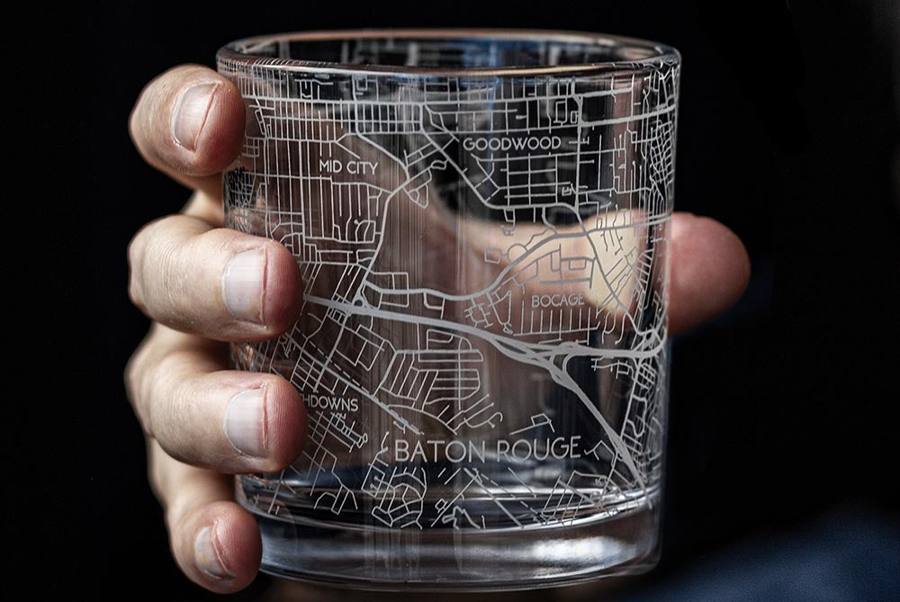 Baton Rouge City Map Glass (Set of 2)